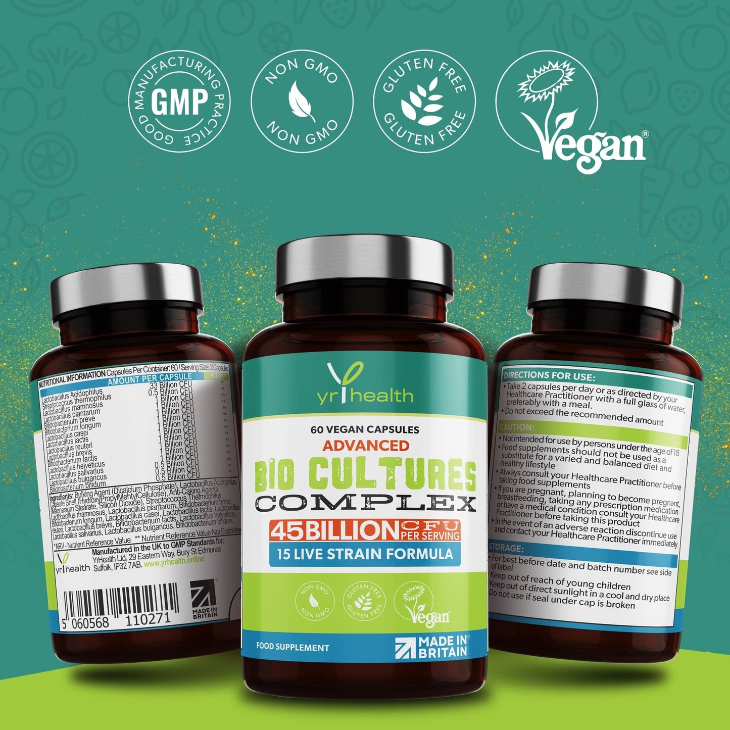 Advanced Bio Cultures Probiotic Complex - 60 Vegan Capsules