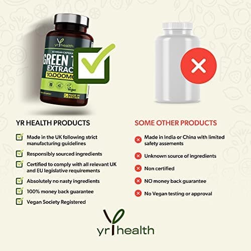 Green Tea Capsules from Vegan Green Tea Extract 10,000mg - 60 Vegan Capsules
