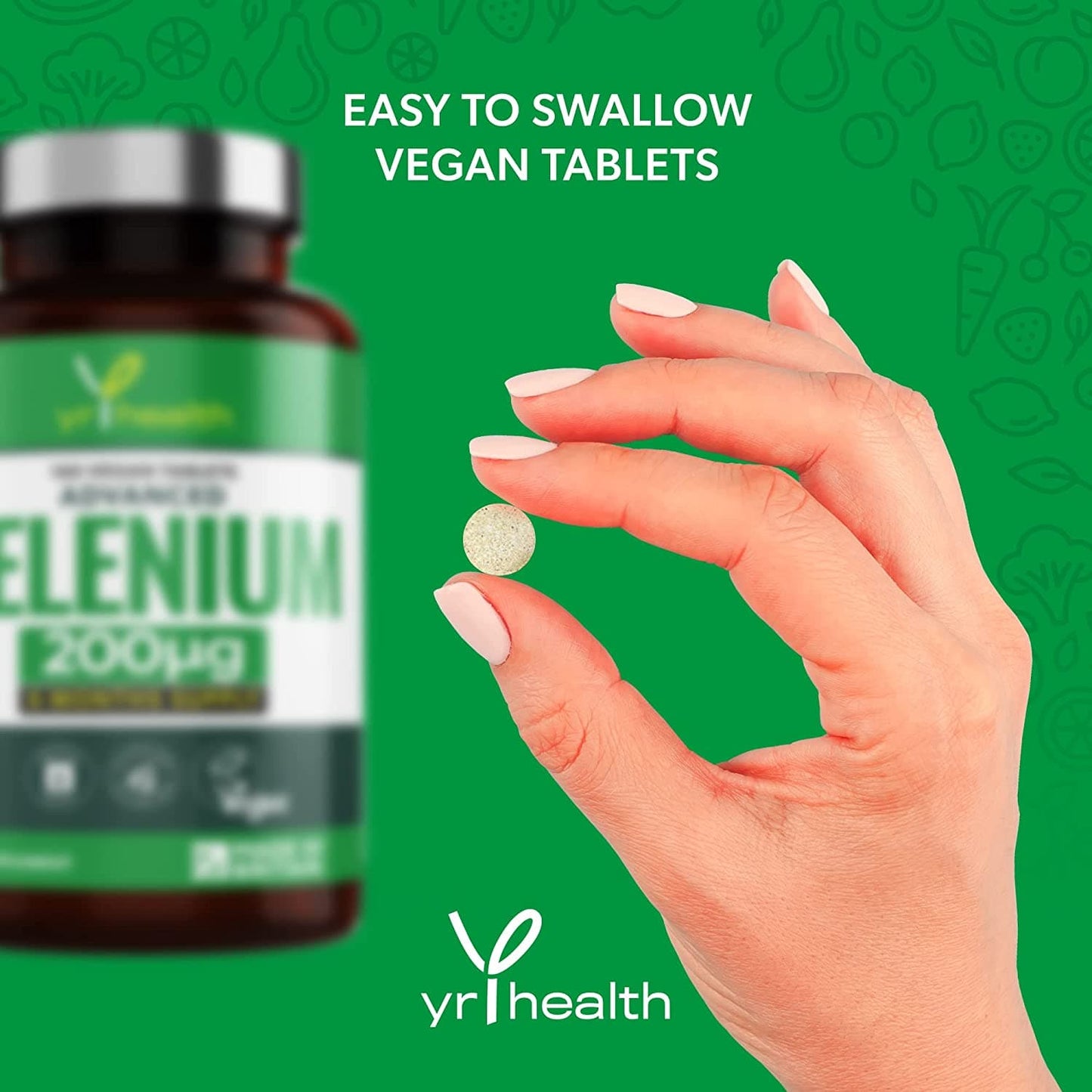 Selenium 200mcg Tablets - 180 Vegan Society Registered Pills, for Thyroid and Immune Health, Hair, Skin and Nails - 6 Month Supply Tablets Not Capsules