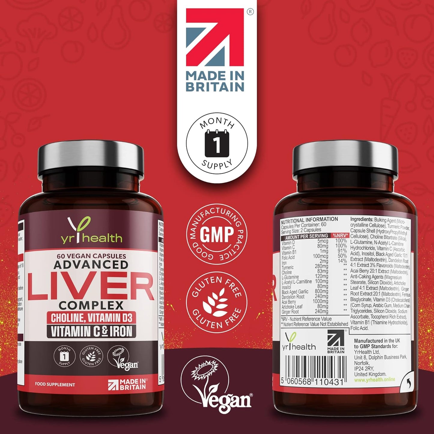 Vegan Liver Support Supplement - Liver Tablets with Vitamin C, Acai, Ginger Root, Turmeric- 30 Day Liver Detox Capsules, Cleanse & Support Men & Women