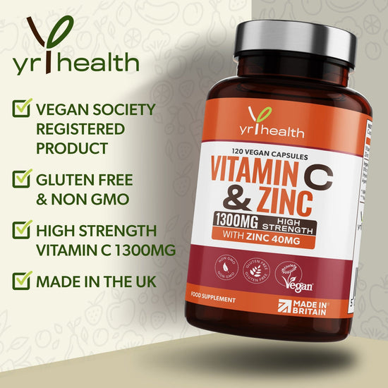 Vitamin C 1300mg & Zinc 40mg - 120 Vegan Capsules