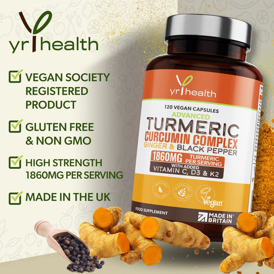 Load image into Gallery viewer, Turmeric Curcumin Complex Ginger &amp;amp; Black Pepper - 120 Vegan Tablets

