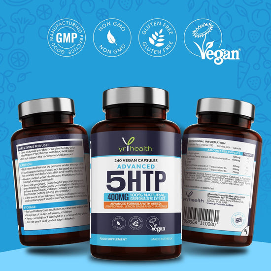 Advanced 5 HTP 400mg Griffonia Seed Extract - 240 Vegan Capsules