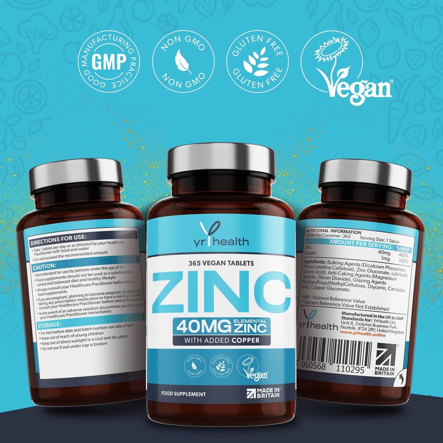 Vegan Zinc with added Copper Tablets - 1 Year Supply