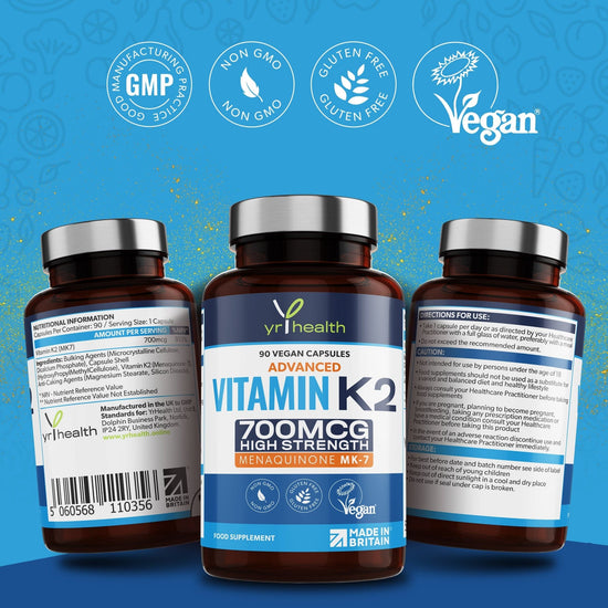 Vitamin K2 MK-7 Maximum Strength 700mcg - 90 Vegan Capsules