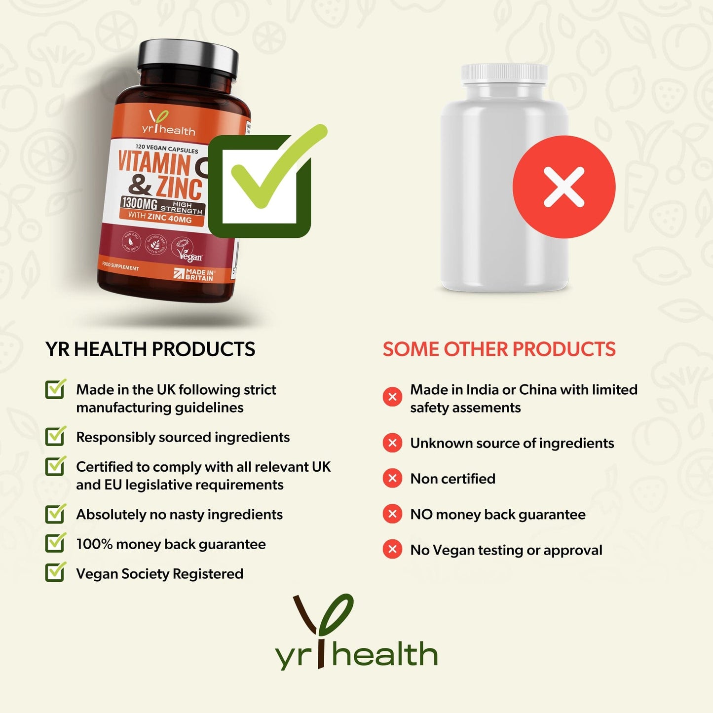Vitamin C 1300mg & Zinc 40mg - 120 Vegan Capsules