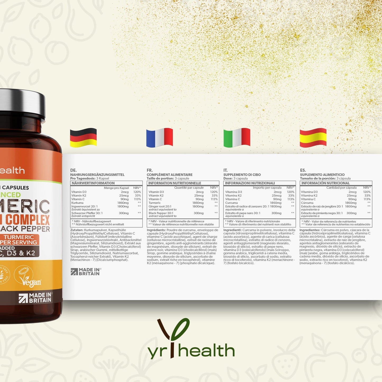 Turmeric Curcumin Complex Ginger & Black Pepper - 120 Vegan Tablets